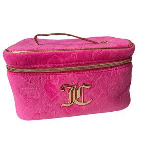 Juicy Couture NWOT Pink Velvet Embossed Crown Zipper Makeup Bag With Gold Handle
